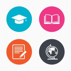 Pencil and open book signs Graduation cap icon N32