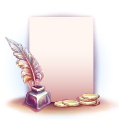 Vector banner with paper money and feather
