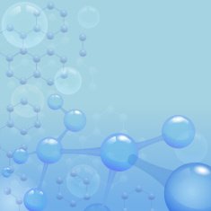 atomic structure molecule model grid over blue background wallpaper vector