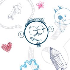 Vector art colorful drawing of doubtful person education