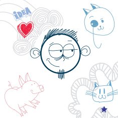 Vector art colorful drawing of happy person education