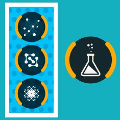 Set icons chemical experiments blue background eps