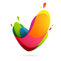 V letter volume colorful logo with splash N2