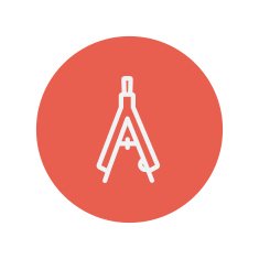 Compass with bold font thin line icon