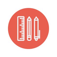 School supplies thin line icon