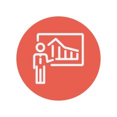 Businessman presenting with his chart thin line icon