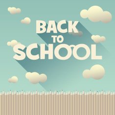 Back to school vintage background with long shadow text Colorful N2