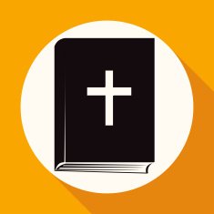 Icon book on white circle with a long shadow