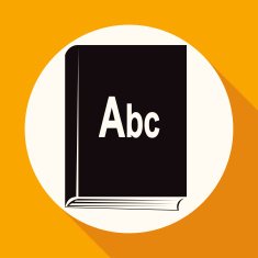 Icon book on white circle with a long shadow N2
