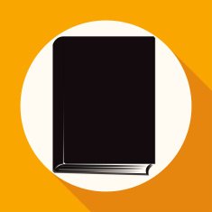 Book icon on white circle with a long shadow N2