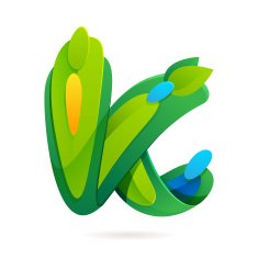 K letter volume ecology logo with leaves and water drops N2