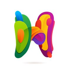 H letter volume colorful logo with splash N2