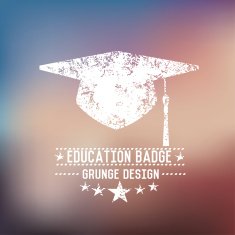 Hat of education design on blur background grunge vector