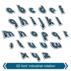 3D move font vector line retro style geometric font