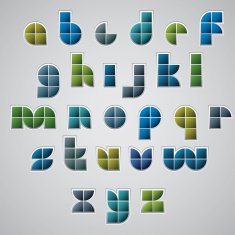 Colorful glossy geometric smooth comic font lowercase letters N2