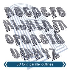 Geometric typescript in rotation 3d industrial characters