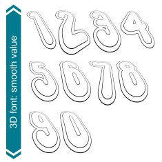 3d retro numbers in rotation stylish vector numeration design