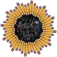 Back to school Frame with colorful pencil and blackboard Vector