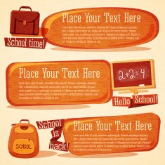 Set of cute school banners with bags chalkboard With place N2