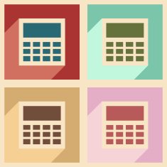 Flat with shadow concept and mobile application calculator