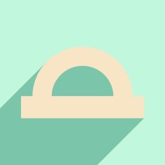 Flat with shadow icon and mobile application protractor