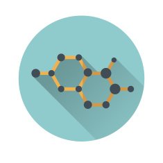 The atomic model icon flat style