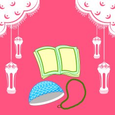 Quran and muslim cap for Eid celebration