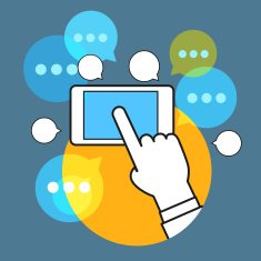 Communicating dia modern smartphone concept Simple line design illustration