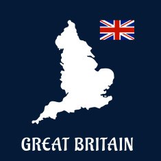 Map of Great Britain with national flag