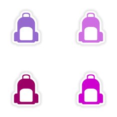 assembly realistic sticker design on paper rucksack