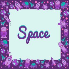 Frame with space elemants in flat style N2