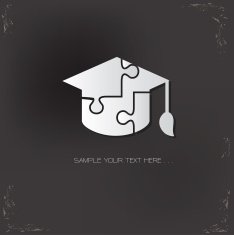 Education puzzle design on old background vector