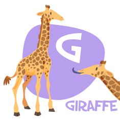 Funny cartoon animals vector alphabet letter set for kids G N2