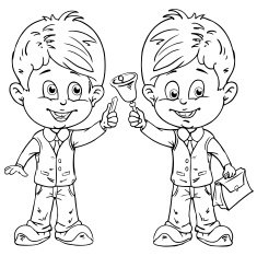 School kids Drawing style black on white N2
