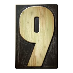 3d wood letterpress number 9