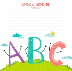 Back to School notes with smiling happy kids N4