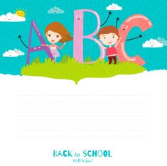 Back to School notes with smiling happy kids N5