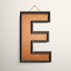 3d wooden frame cork board letter E