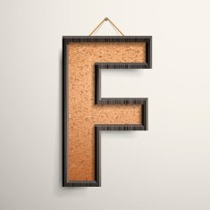 3d wooden frame cork board letter F