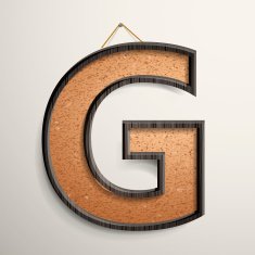3d wooden frame cork board letter G