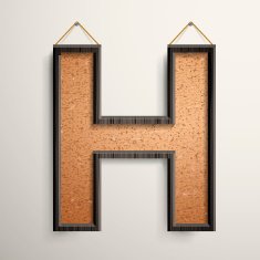 3d wooden frame cork board letter H