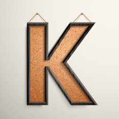 3d wooden frame cork board letter K
