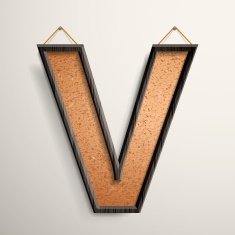 3d wooden frame cork board letter V