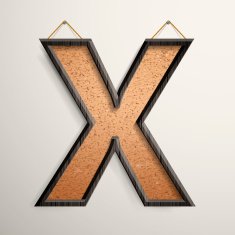 3d wooden frame cork board letter X