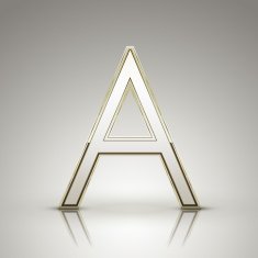 3d elegant pearl white alphabet A