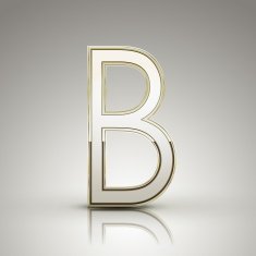 3d elegant pearl white alphabet B