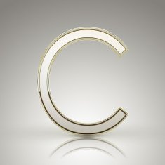 3d elegant pearl white alphabet C