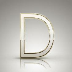 3d elegant pearl white alphabet D