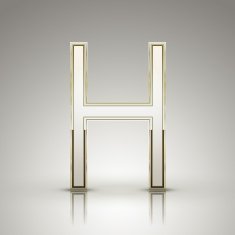 3d elegant pearl white alphabet H