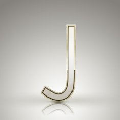 3d elegant pearl white alphabet J